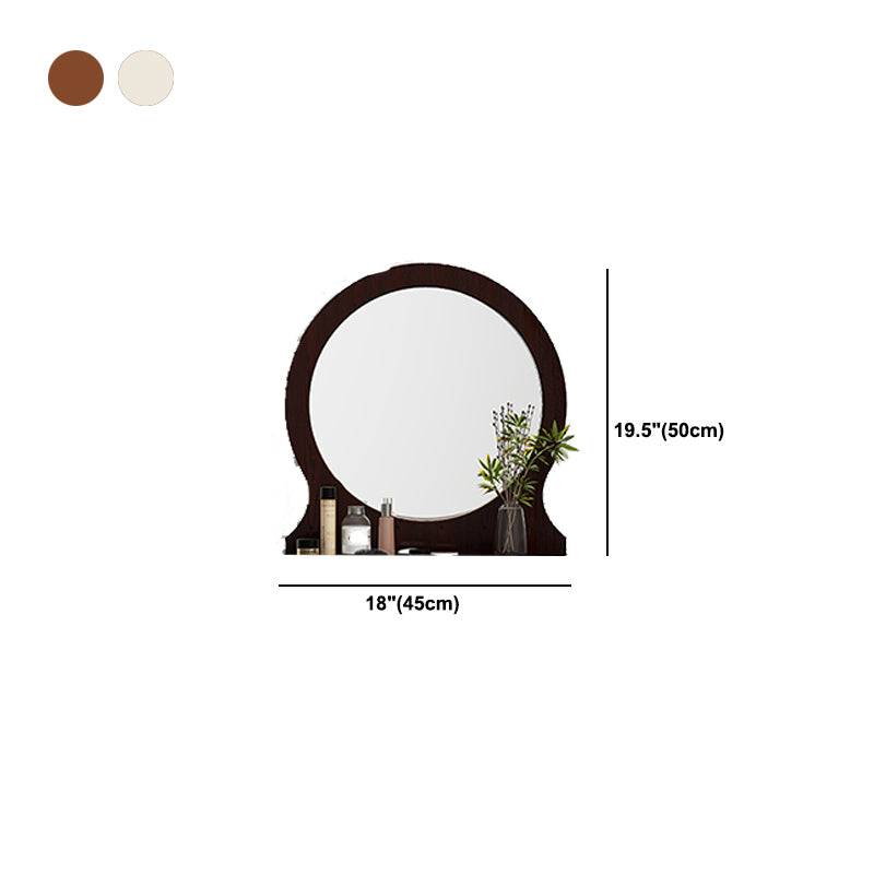 Scandinavian Solid Wood Dresser 1-Drawer Vanity Table with Stool and Mirror