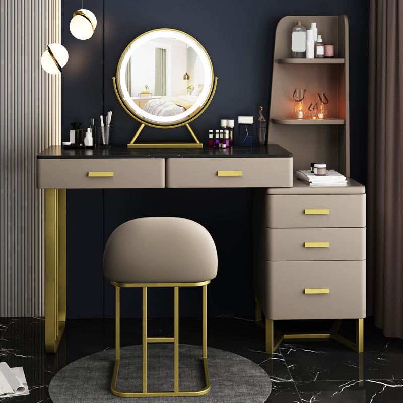 2-piece Vanity Table Set with Padded Stool Metal Make-up Vanity