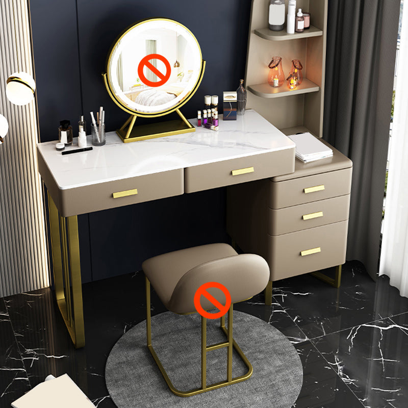 2-piece Vanity Table Set with Padded Stool Metal Make-up Vanity