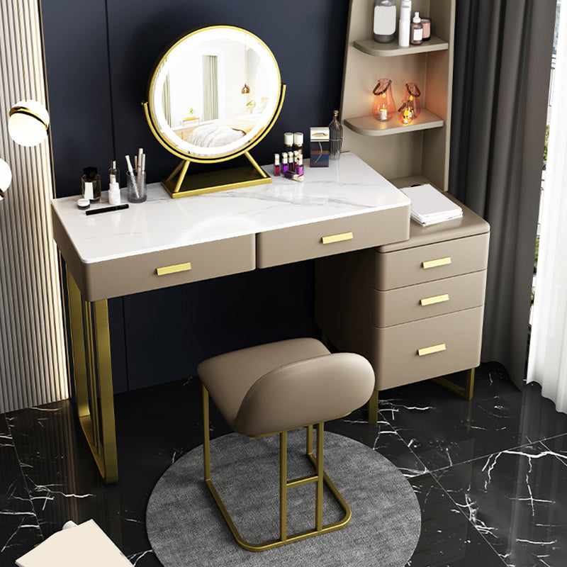 2-piece Vanity Table Set with Padded Stool Metal Make-up Vanity
