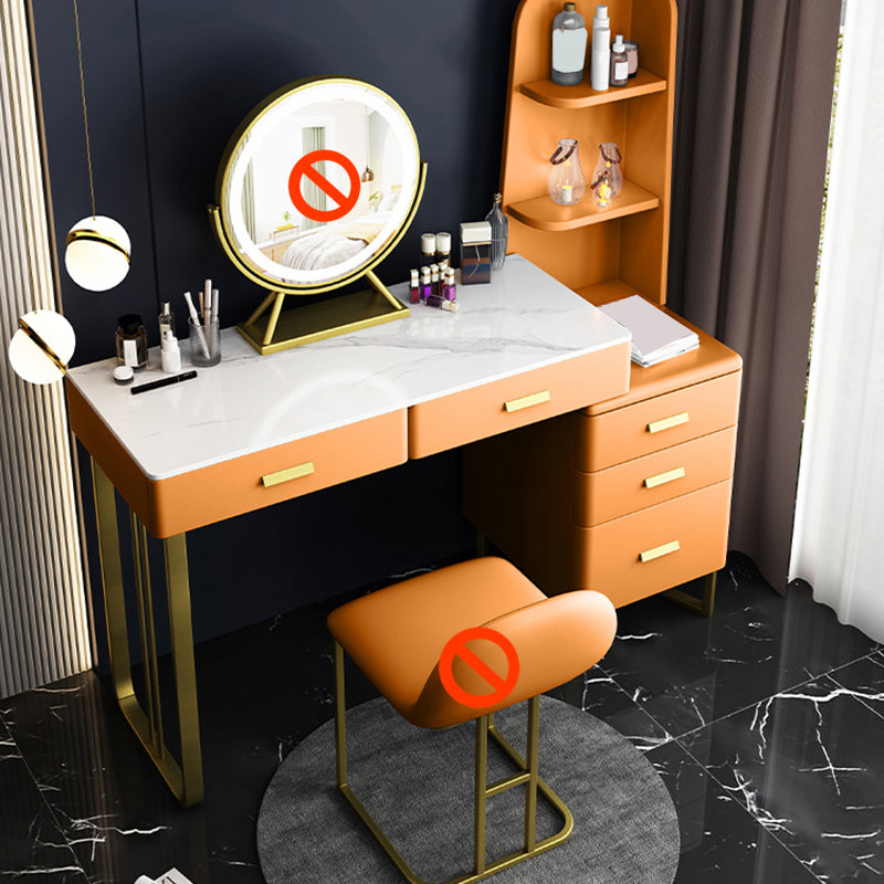 2-piece Vanity Table Set with Padded Stool Metal Make-up Vanity