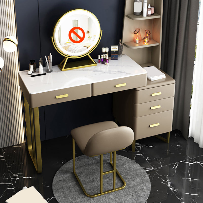 2-piece Vanity Table Set with Padded Stool Metal Make-up Vanity
