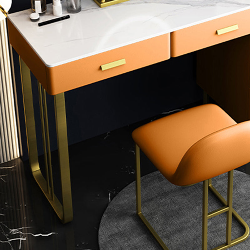 2-piece Vanity Table Set with Padded Stool Metal Make-up Vanity