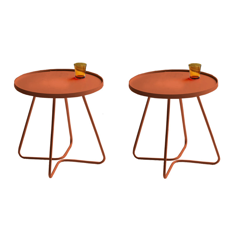 17.7"/19.7" Tall Metal Round Tray Top Side Table Iron Sled End Table