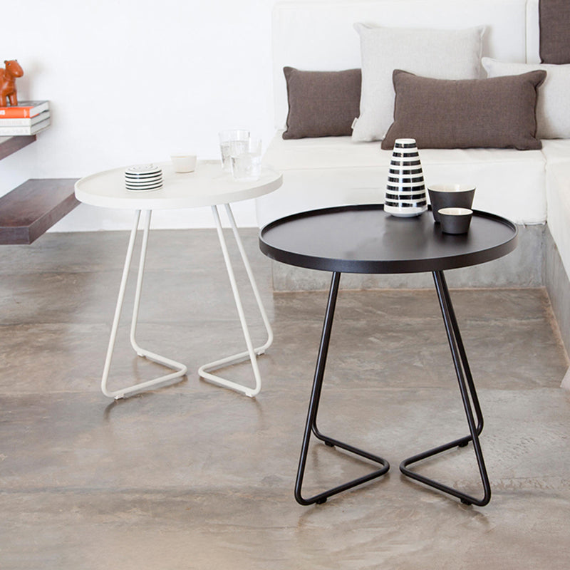 17.7"/19.7" Tall Metal Round Tray Top Side Table Iron Sled End Table