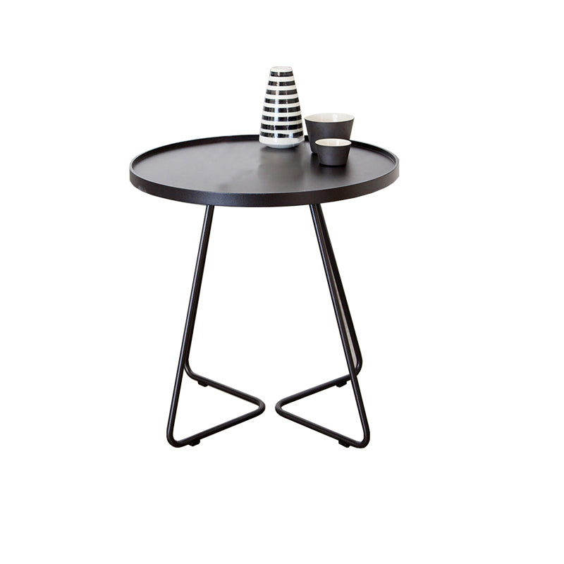 17.7"/19.7" Tall Metal Round Tray Top Side Table Iron Sled End Table