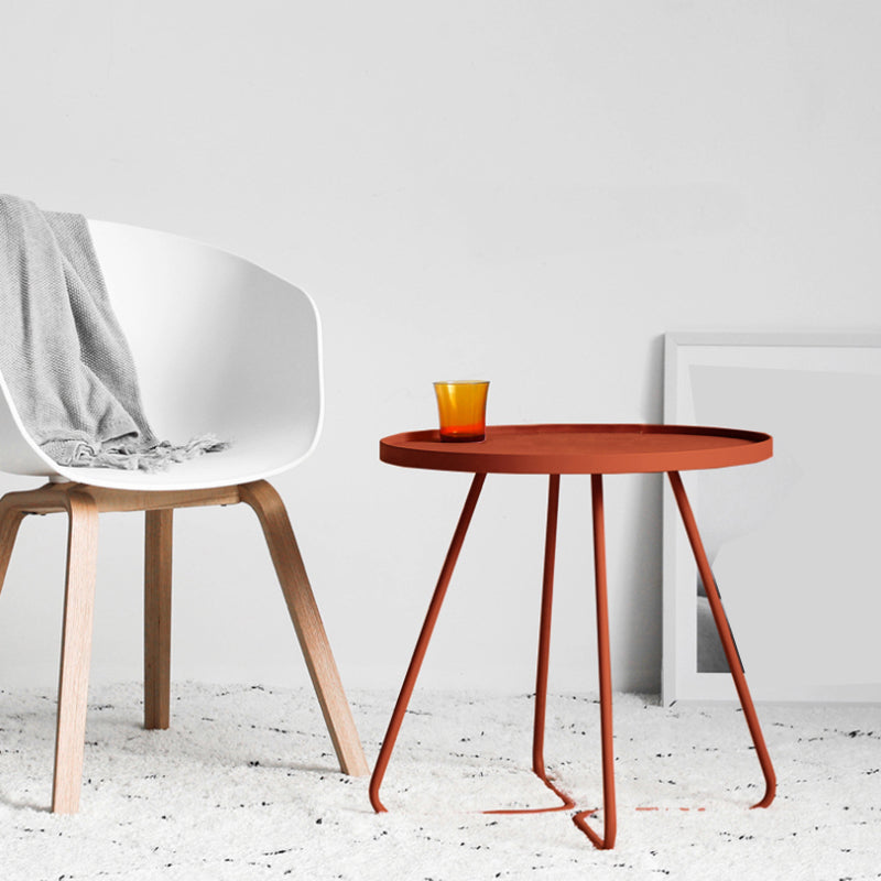 17.7"/19.7" Tall Metal Round Tray Top Side Table Iron Sled End Table