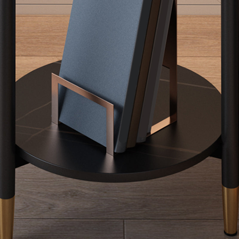 3 Legs Slate Side Table Round Minimalist Double Tier End Table