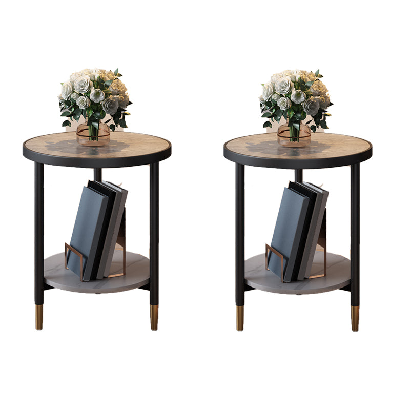 3 Legs Slate Side Table Round Minimalist Double Tier End Table