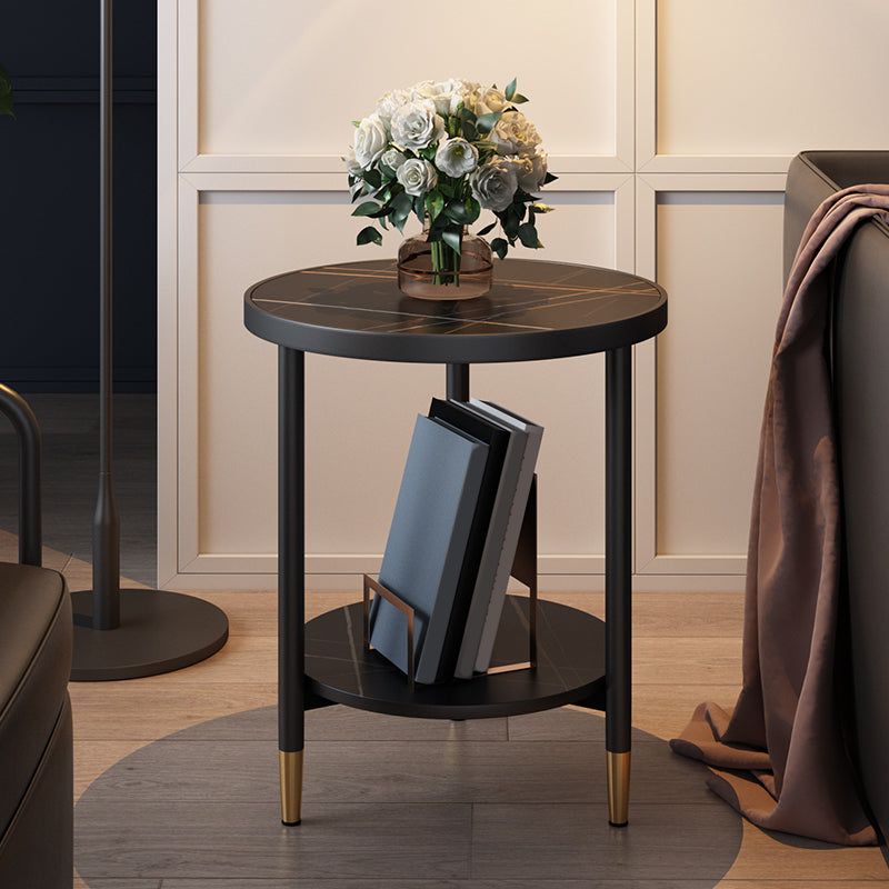 3 Legs Slate Side Table Round Minimalist Double Tier End Table