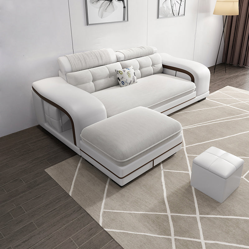 Velvet and Faux Leather Sloped Arms Modular Sectionals Sofa for Living Room
