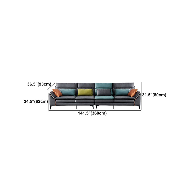 Dark Gray Pillowed Back Cushions Contemporary Stain-Resistant Sofa