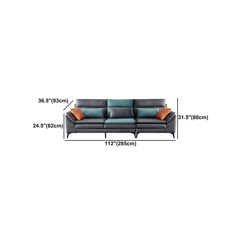 Dark Gray Pillowed Back Cushions Contemporary Stain-Resistant Sofa