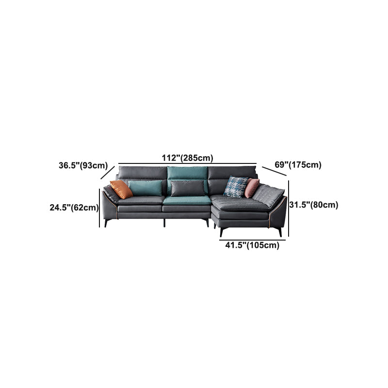 Dark Gray Pillowed Back Cushions Contemporary Stain-Resistant Sofa