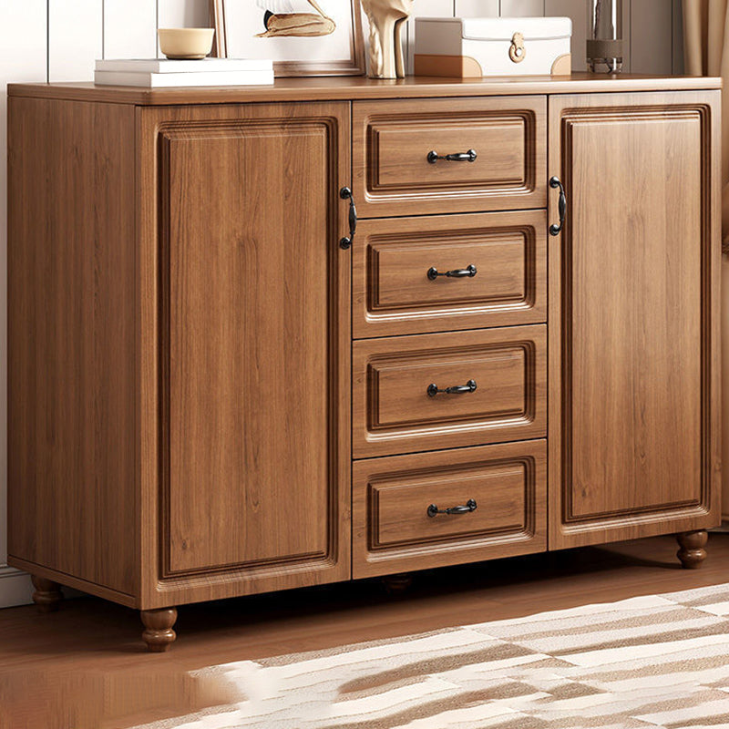 Wood Accent Chest with Chest Bun Feet and Bar Pulls,14.96 " W