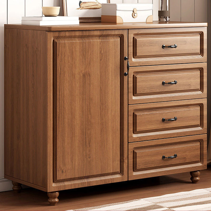 Wood Accent Chest with Chest Bun Feet and Bar Pulls,14.96 " W
