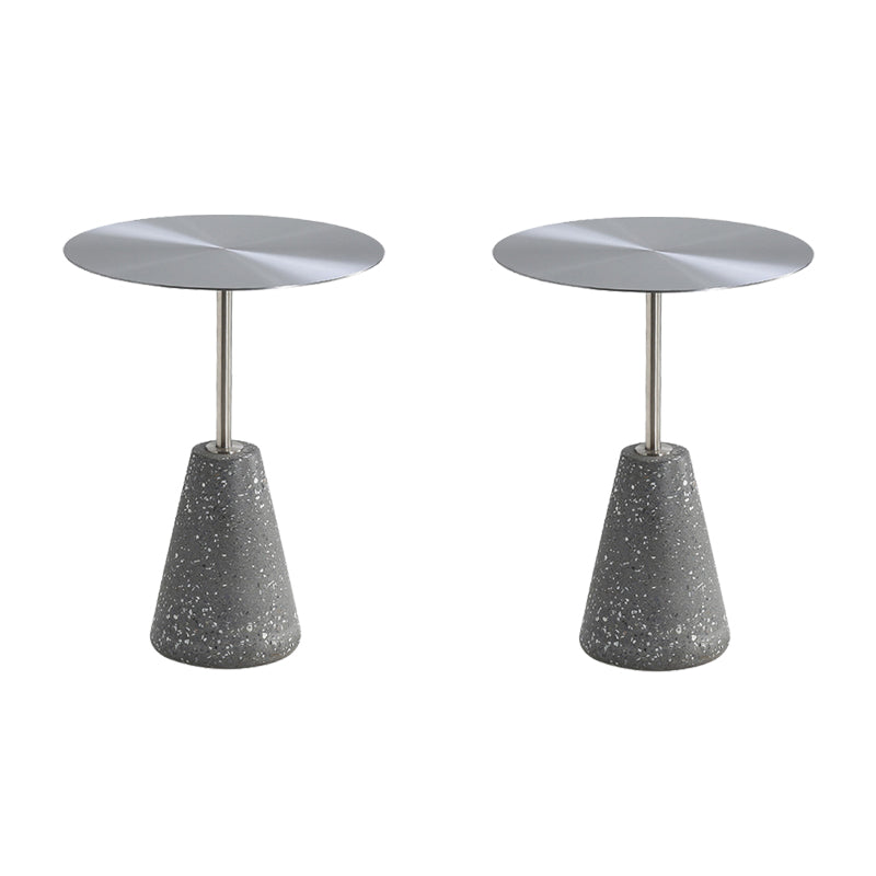 Medieval Modern Style Round Metal Table and Stone Pedestal Base Side Table