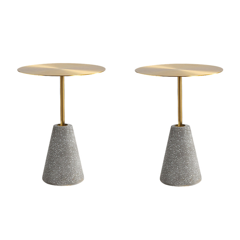 Medieval Modern Style Round Metal Table and Stone Pedestal Base Side Table