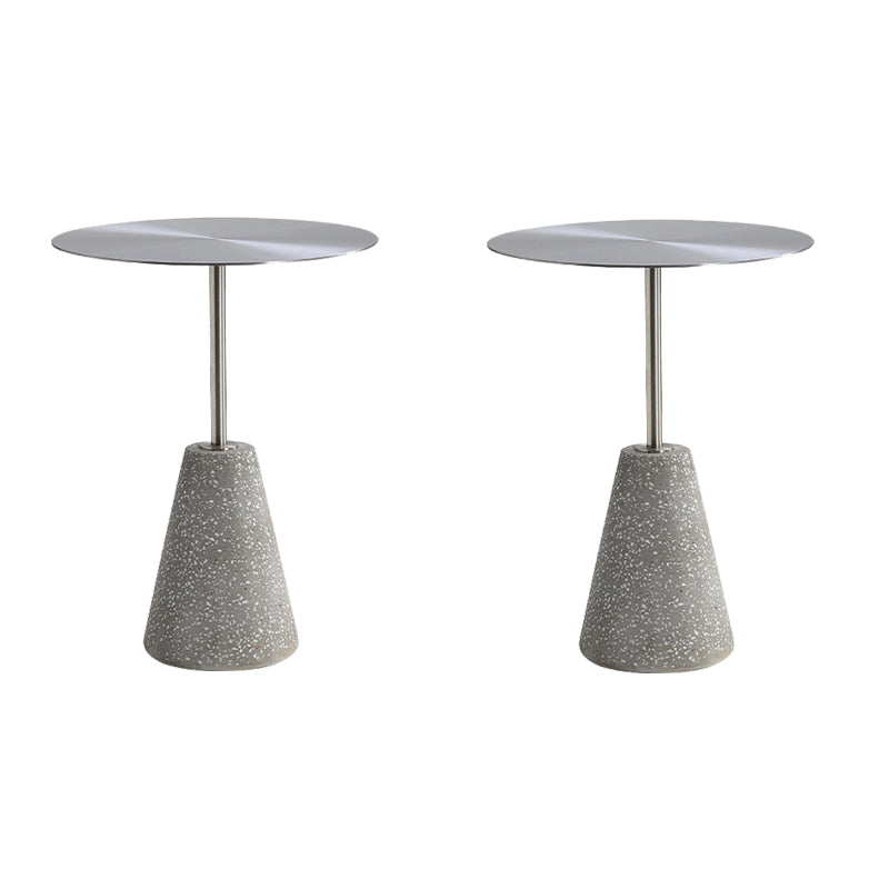 Medieval Modern Style Round Metal Table and Stone Pedestal Base Side Table