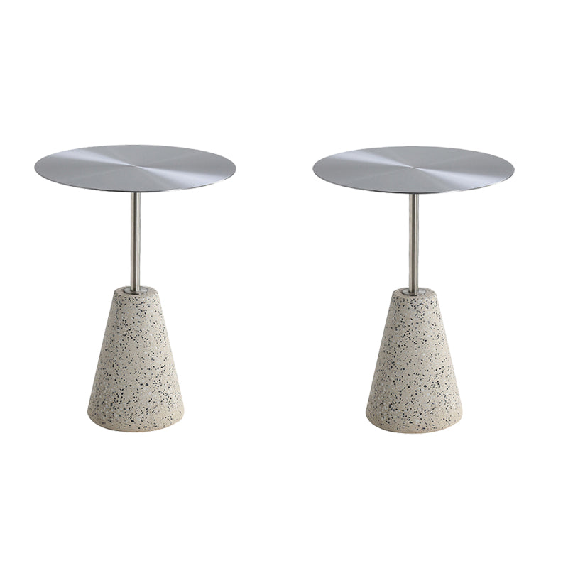 Medieval Modern Style Round Metal Table and Stone Pedestal Base Side Table