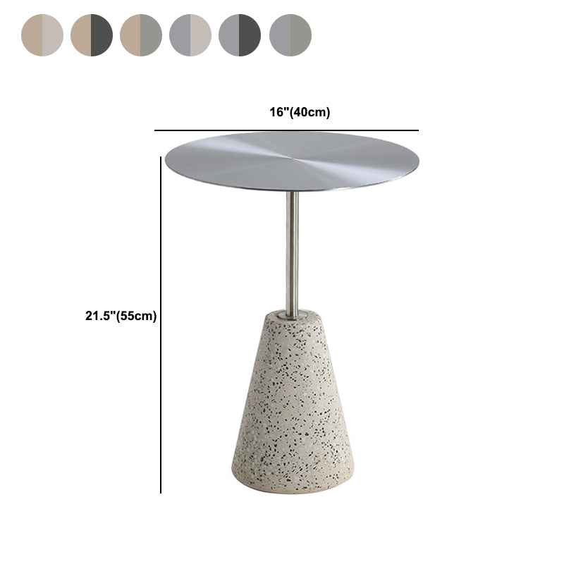 Medieval Modern Style Round Metal Table and Stone Pedestal Base Side Table