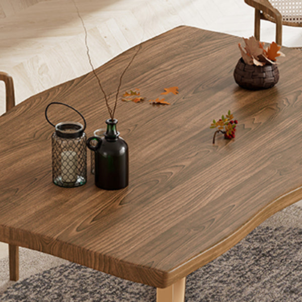 Gold Metal Base Dining Table Solid Wood Rectangle Dinner Room Kitchen Table