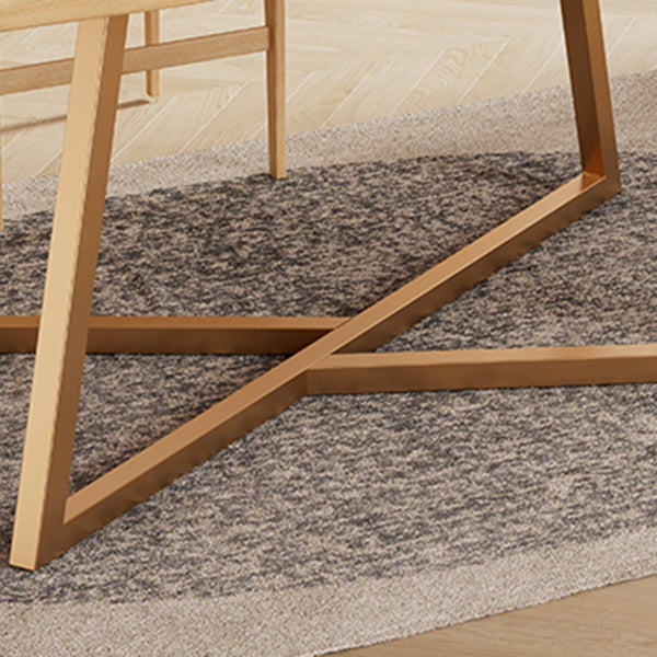 Gold Metal Base Dining Table Solid Wood Rectangle Dinner Room Kitchen Table