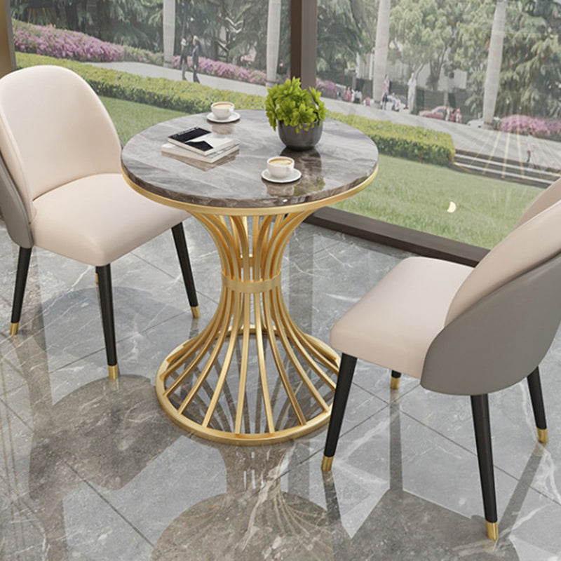 Metal Traditional Luxury Round Table Sintered Stone Top Indoor Table for Home