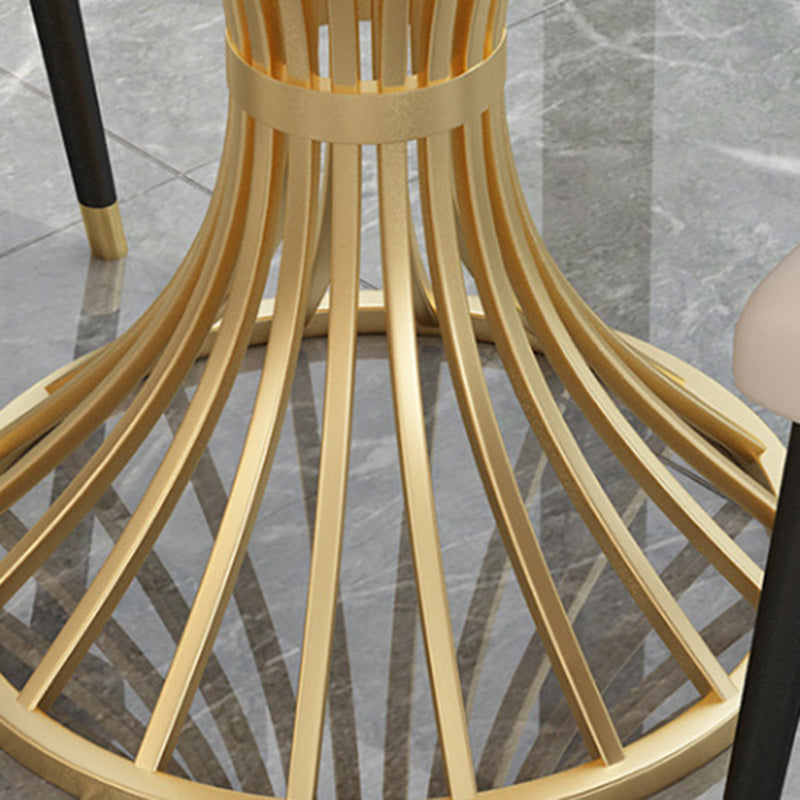 Metal Traditional Luxury Round Table Sintered Stone Top Indoor Table for Home