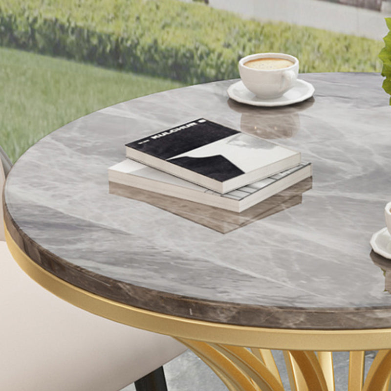 Metal Traditional Luxury Round Table Sintered Stone Top Indoor Table for Home