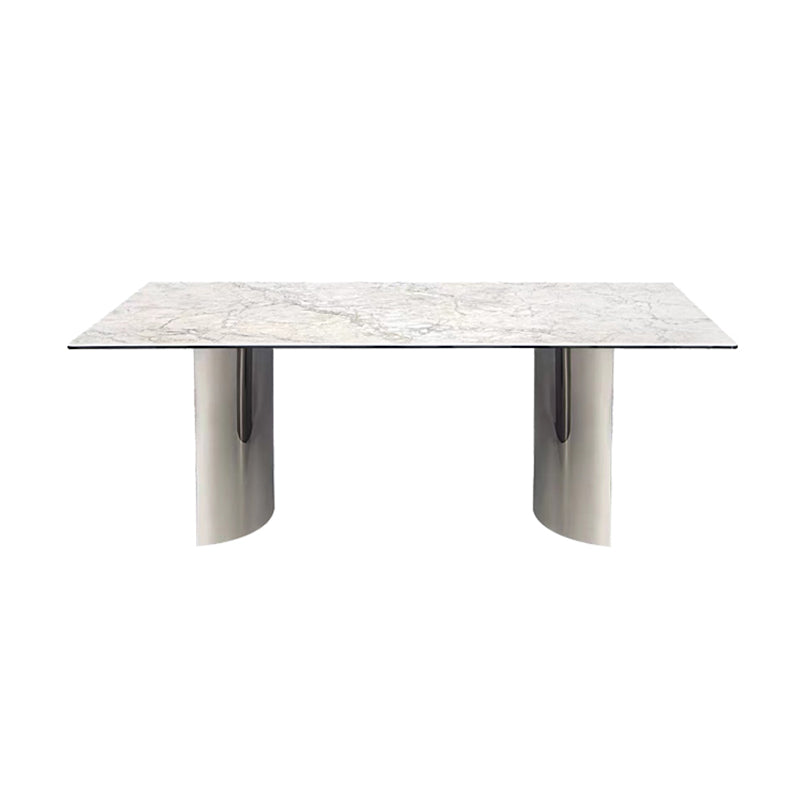 White Modern Stone Table Rectangle Dining Room Table for Kitchen