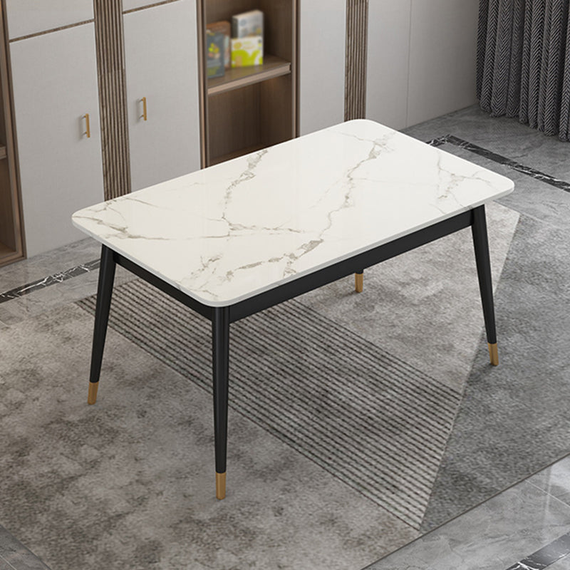 Modern White Stone Top Table Rectangle Dining Table for Kitchen