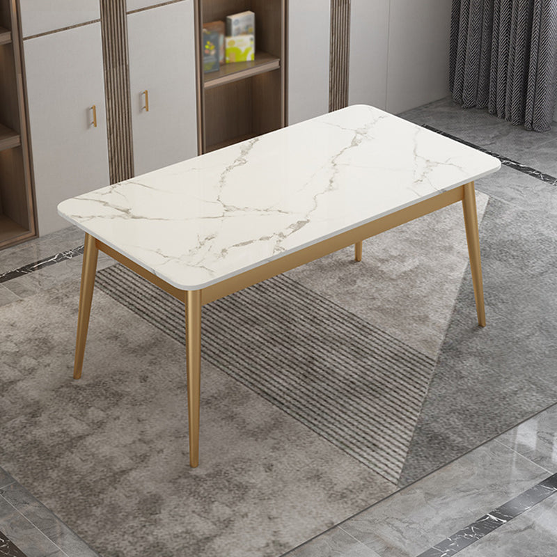 Modern White Stone Top Table Rectangle Dining Table for Kitchen