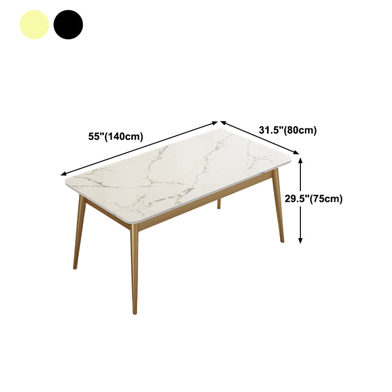 Modern White Stone Top Table Rectangle Dining Table for Kitchen