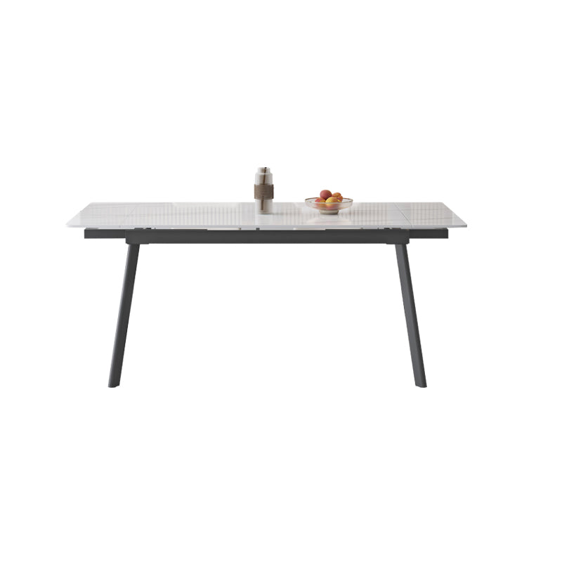 Industrial Dining Table with Leaf Extension Black Metal Base Dining Table