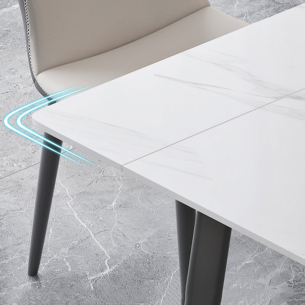 Industrial Dining Table with Leaf Extension Black Metal Base Dining Table