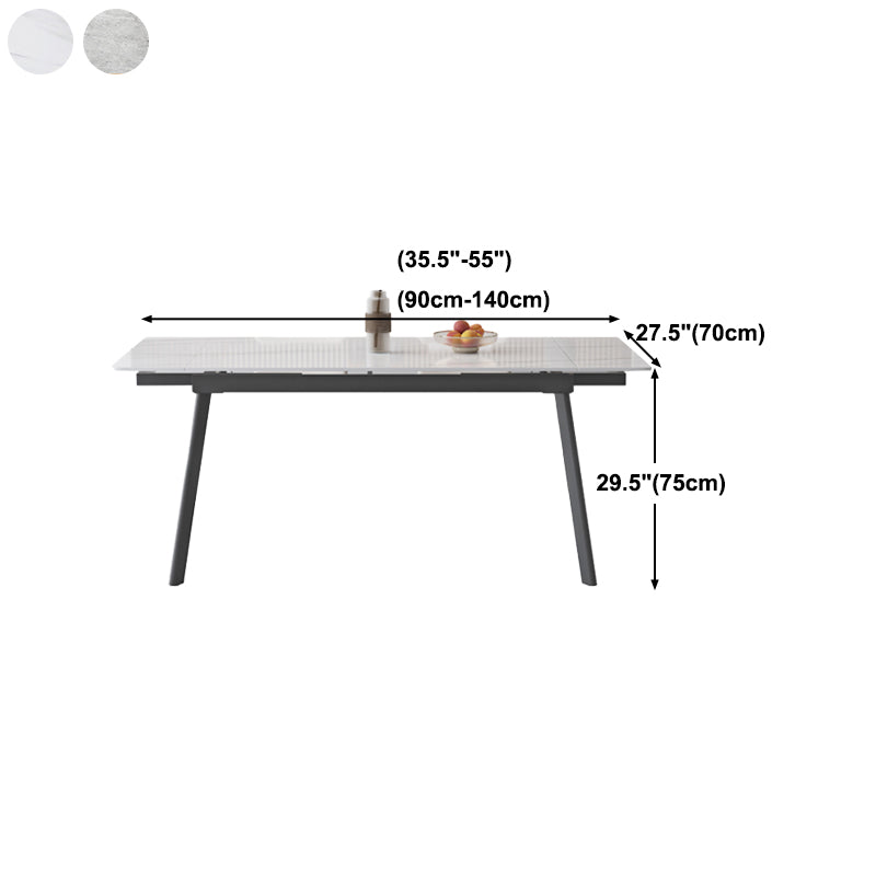 Industrial Dining Table with Leaf Extension Black Metal Base Dining Table