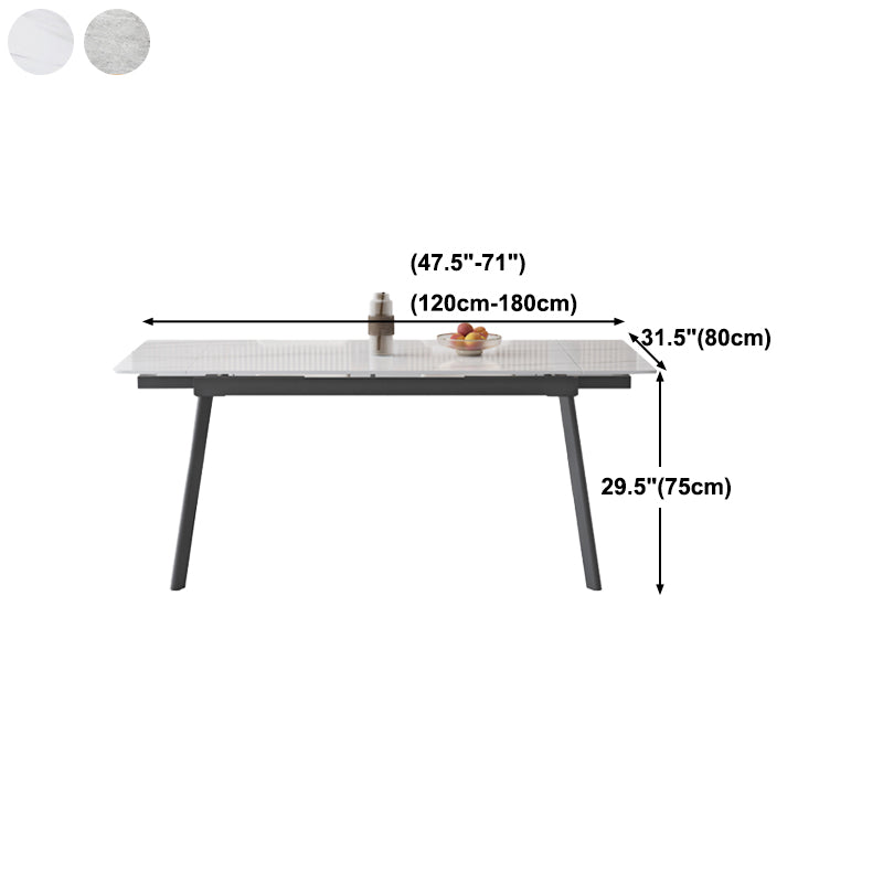 Industrial Dining Table with Leaf Extension Black Metal Base Dining Table