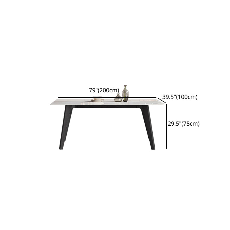 Industrial Stone Top Rectangle Table White and Black Dining Room Table