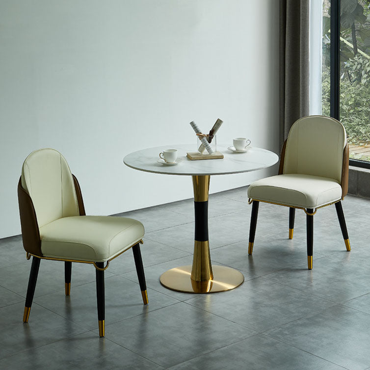 Sintered Stone Table Steel Traditional Luxury Round Indoor Table for Kitchen