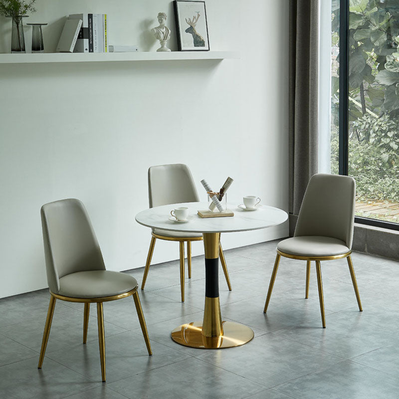 Sintered Stone Table Steel Traditional Luxury Round Indoor Table for Kitchen