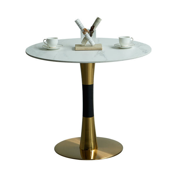 Sintered Stone Table Steel Traditional Luxury Round Indoor Table for Kitchen