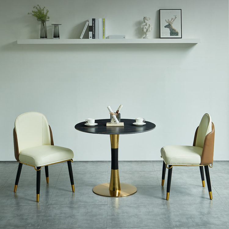 Sintered Stone Table Steel Traditional Luxury Round Indoor Table for Kitchen