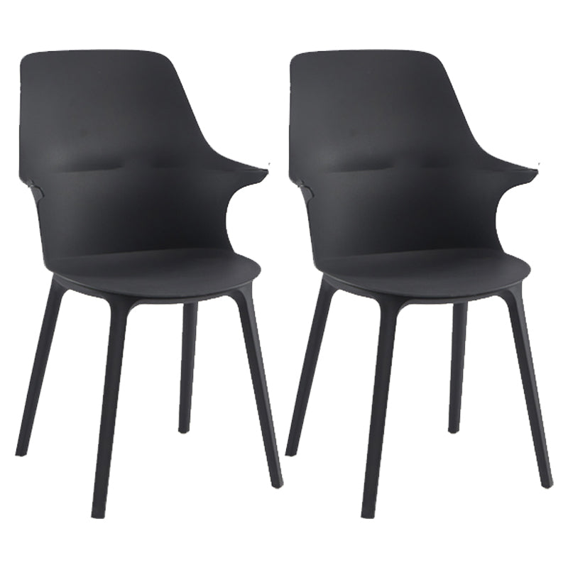 Plastic Side Chair Scandinavian Style Arm Solid Back Chairs for Home
