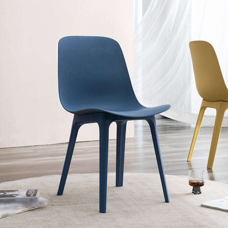 Plastic Side Chair Contemporary Solid Back Armless Dining Chair