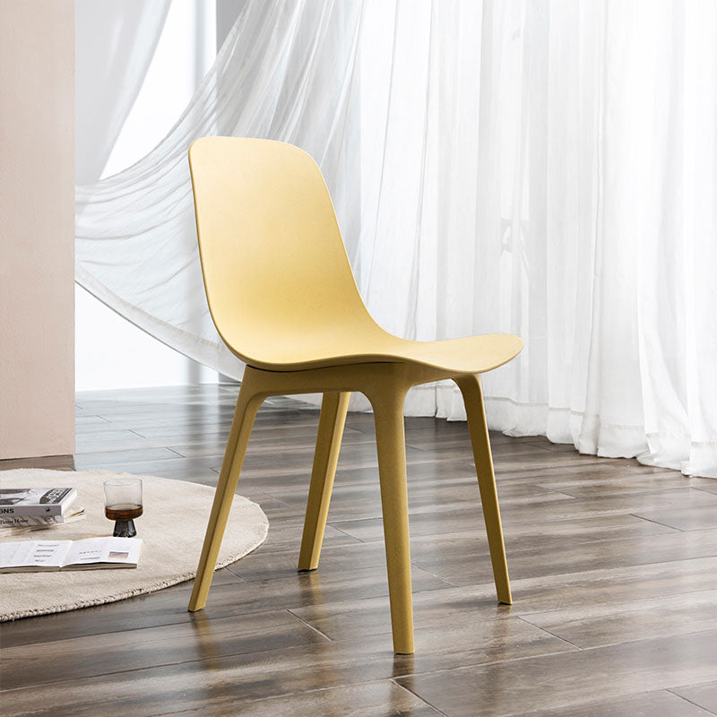 Plastic Side Chair Contemporary Solid Back Armless Dining Chair
