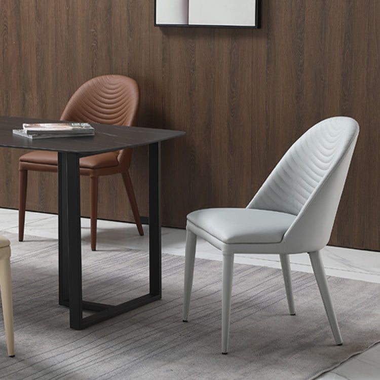 Solid Back Side Chair Modern Contemporary Leather Indoor-Outdoor Chair