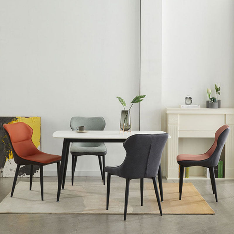 Contemporary Style Dining Chairs Arm Side Chair with Metal Legs