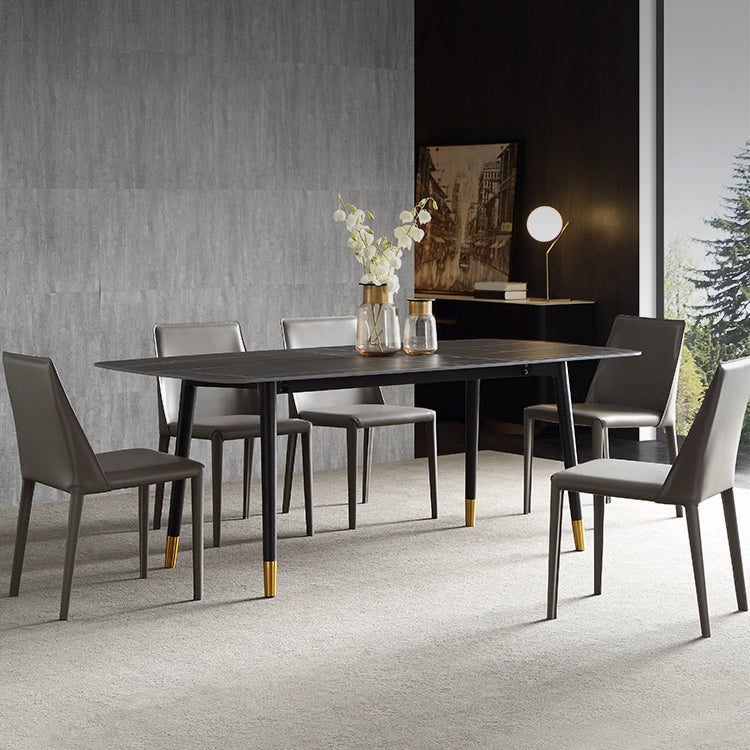 Modern Wood Legs Dinette Set 1/4/6/7 Pieces Rectangle Indoor Dining Table Set in Black