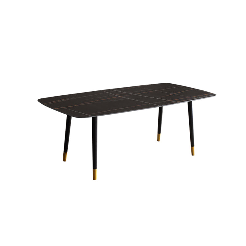 Modern Wood Legs Dinette Set 1/4/6/7 Pieces Rectangle Indoor Dining Table Set in Black